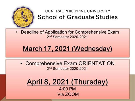 Comprehensive Exam Application Deadline – School of Graduate .